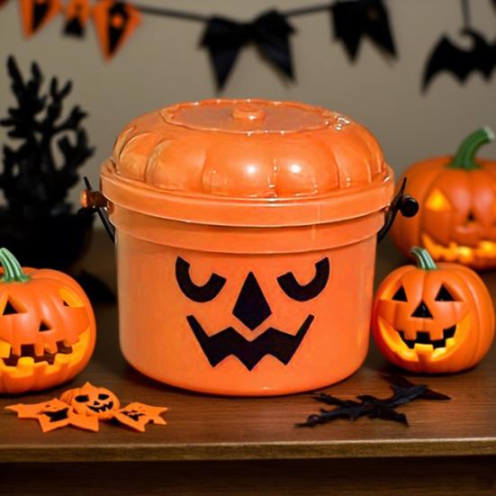 3/7Pcs Mini Pumpkin Bucket Striking Nostalgic Design Weird Atmosphere Spooky Mini Pumpkin Bucket Ornament