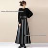 2025 High-End Plus Size Black Knit Patchwork Long Sleeve Dress