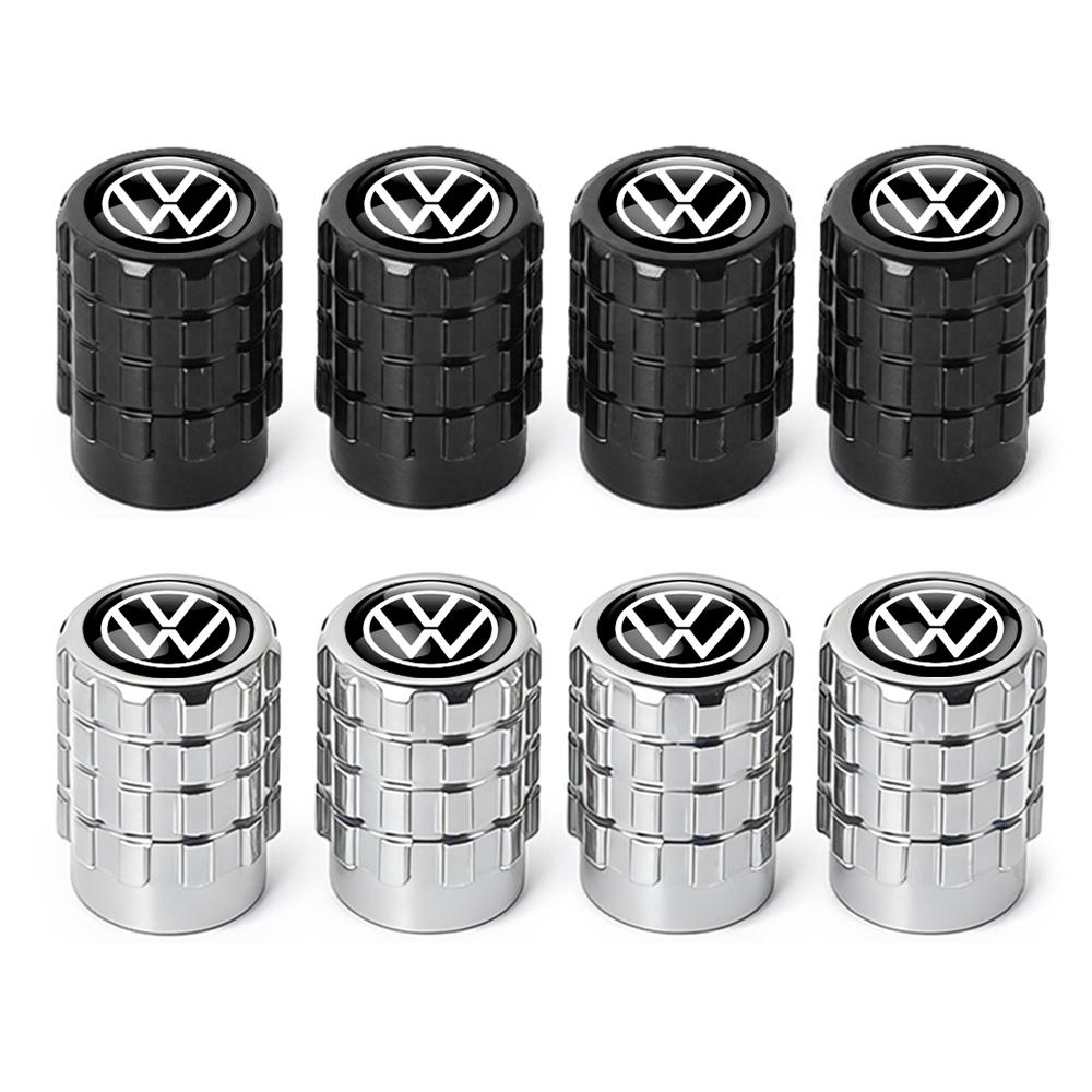 4PC Aluminium Car Tire Valve Stems Cap Gear-Shaped-Valve For Volkswagen TSI TDI R32 MK4 GTI Golf Polo Tiguan Passat Jetta Touran