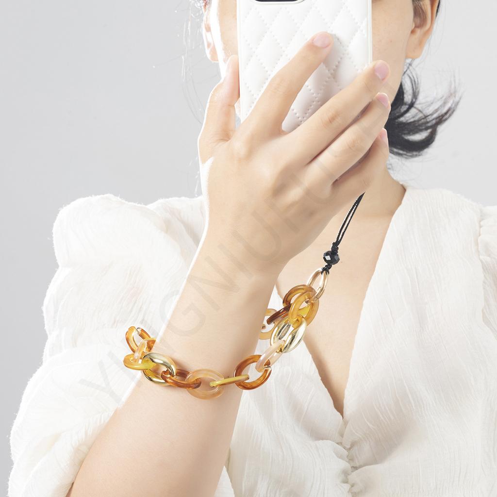 European and American Long Acrylic Neck Mobile Phone Lanyard Ins Wind Color Beaded Mobile Phone Chain Key Pendant Rope