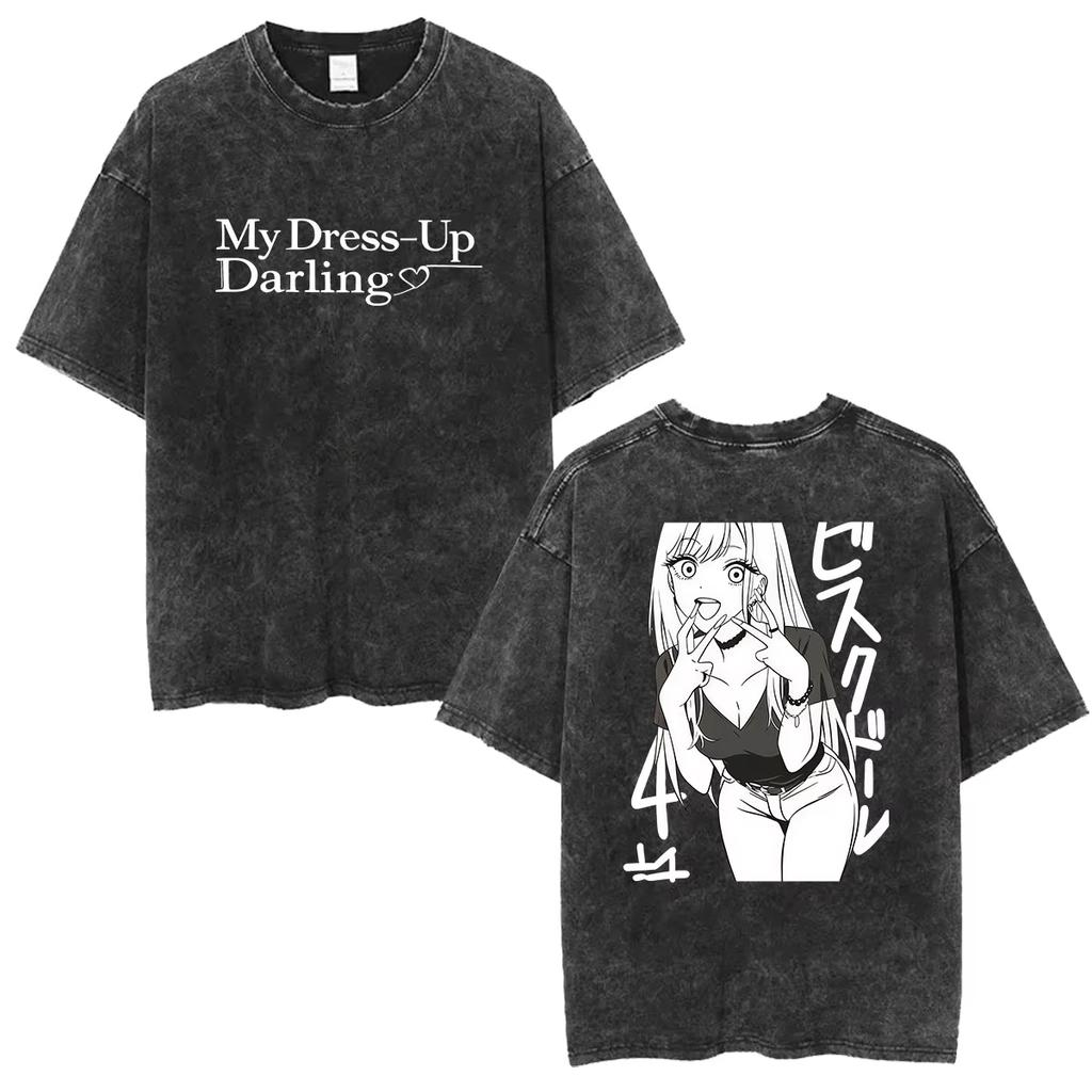 Summer Hot Sale Washed My Dressup Darling Marin Kitagawa Anime Graphic T Shirt Men Women Harajuku Y2k Gothic Cotton Tshirts