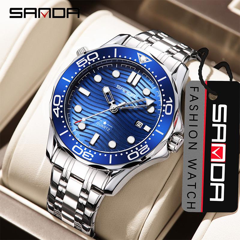 SANDA Men's Quartz Watch Multifunctional Waterproof Luminous Calendar Business Men's Quartz Watch