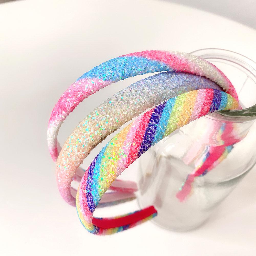 Shiny Sweet Heart Printed Bling Headbands Hair Accessories Women Hairband Colored Sequins Glitter Rainbow Headband for Girls