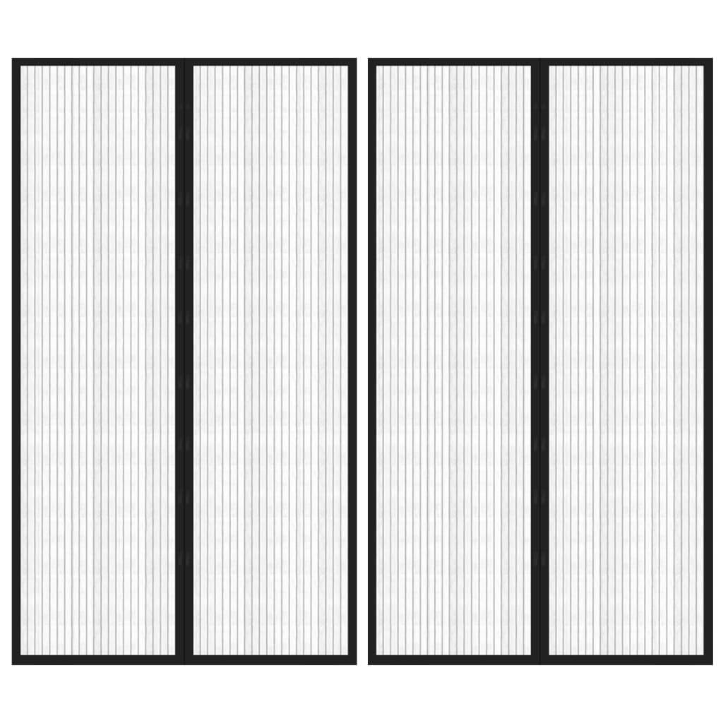 Fliegengitter Tür Vorhänge 2 Stück Magnetisch Schwarz 200 x 80 cm