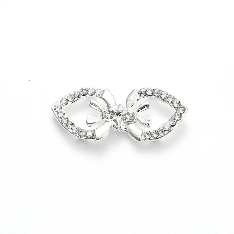 5 Pair Shiny Cheongsam Buckle Brooches Sweater Buttons Clothing Pins Crystal Cardigan Clip Cape Cloak Clasp