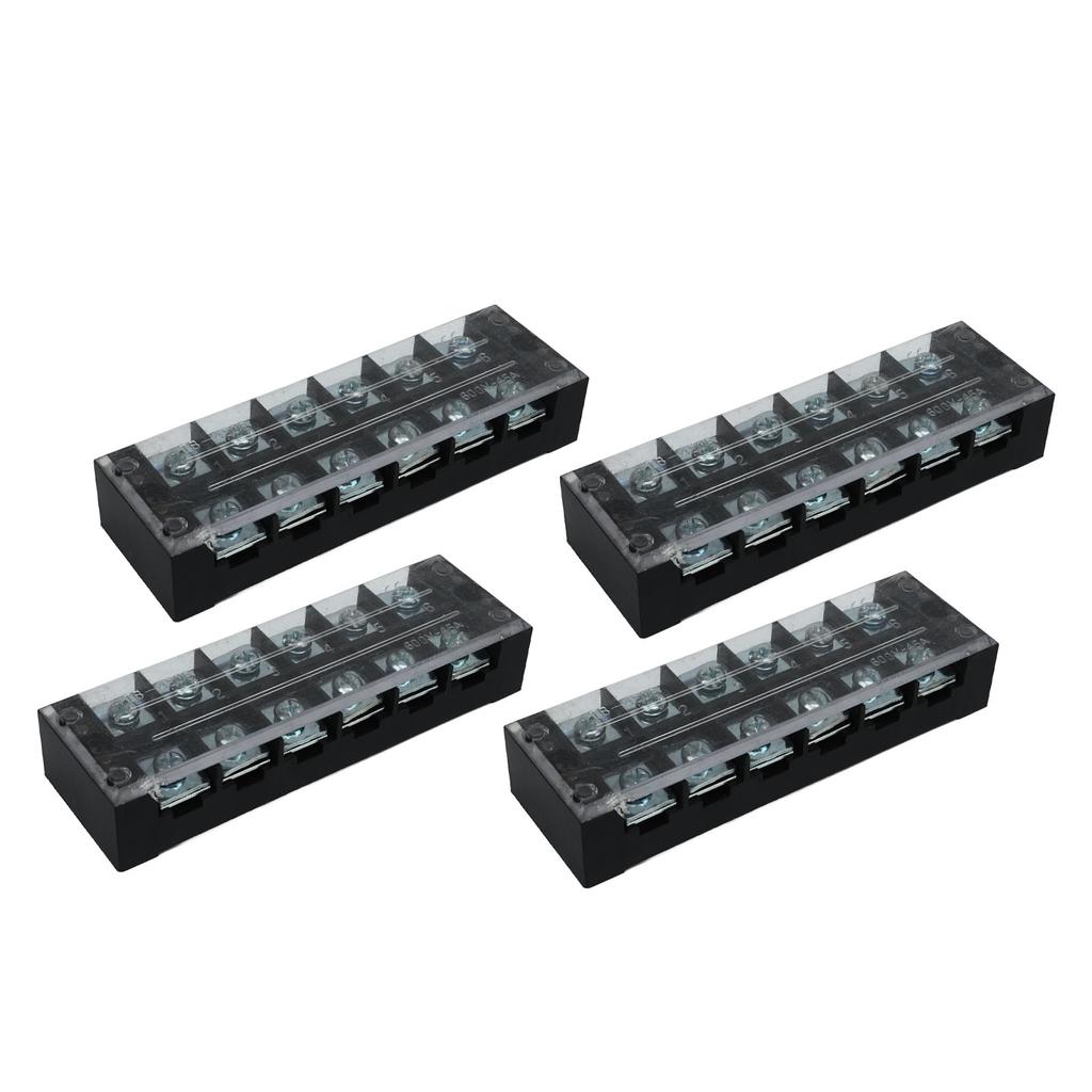 4Pcs Terminal Strip Block TB Fixed Large Current Dual Row Terminal Barrier Strip 600V 45A 6 Position (4506)