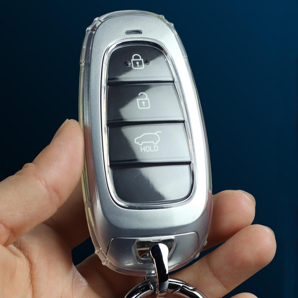 Transparent TPU Remote Key Case Cover For Hyundai Tucson 2023 Santa Fe 4 NEXO NX4 Atos Prime Solaris 2021 Holder Car Accessories