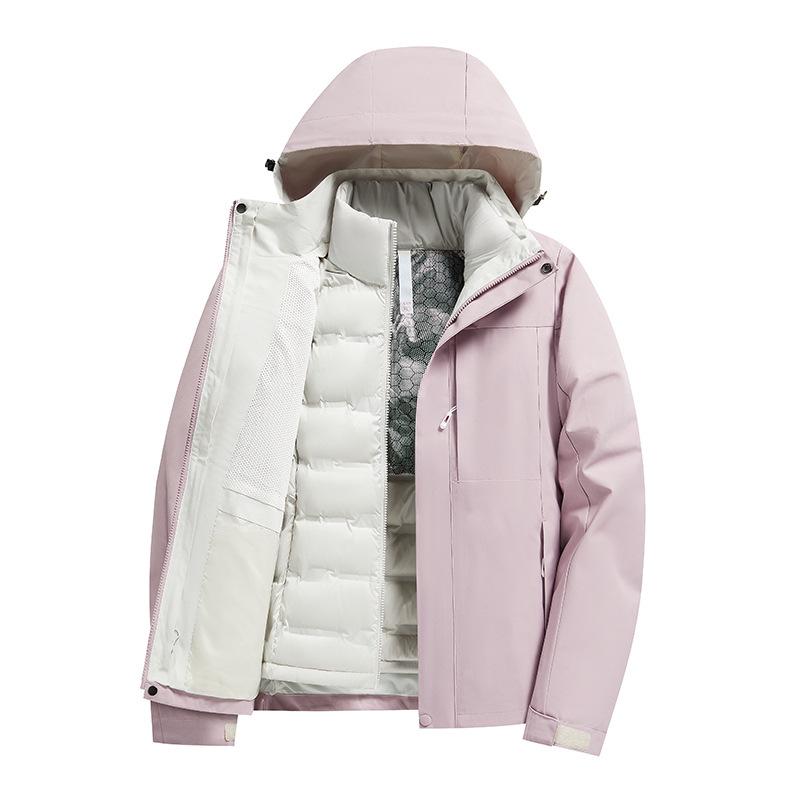 Removable Graphene Liner Ski Jacket: 3-in-1 Winter Outdoor Two-Piece Set for Couples