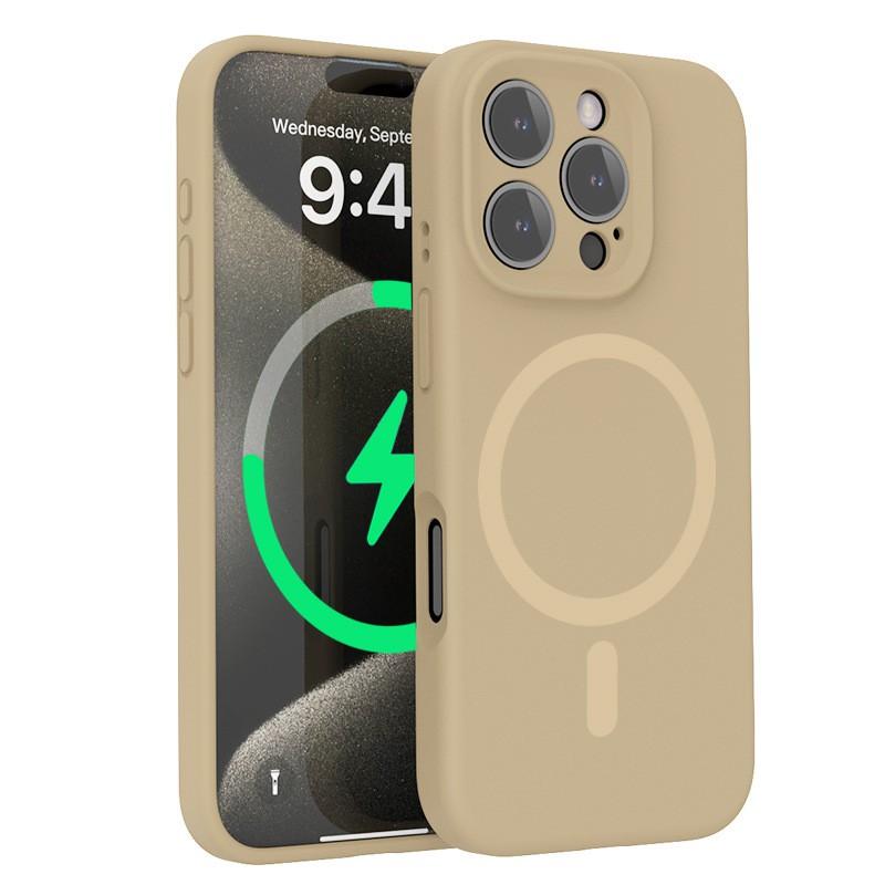 Liquid Silicone Phone Case IPhone 16 Pro Max With Magnetic Adsorption Lens Protection Shockproof Anti-Scratch