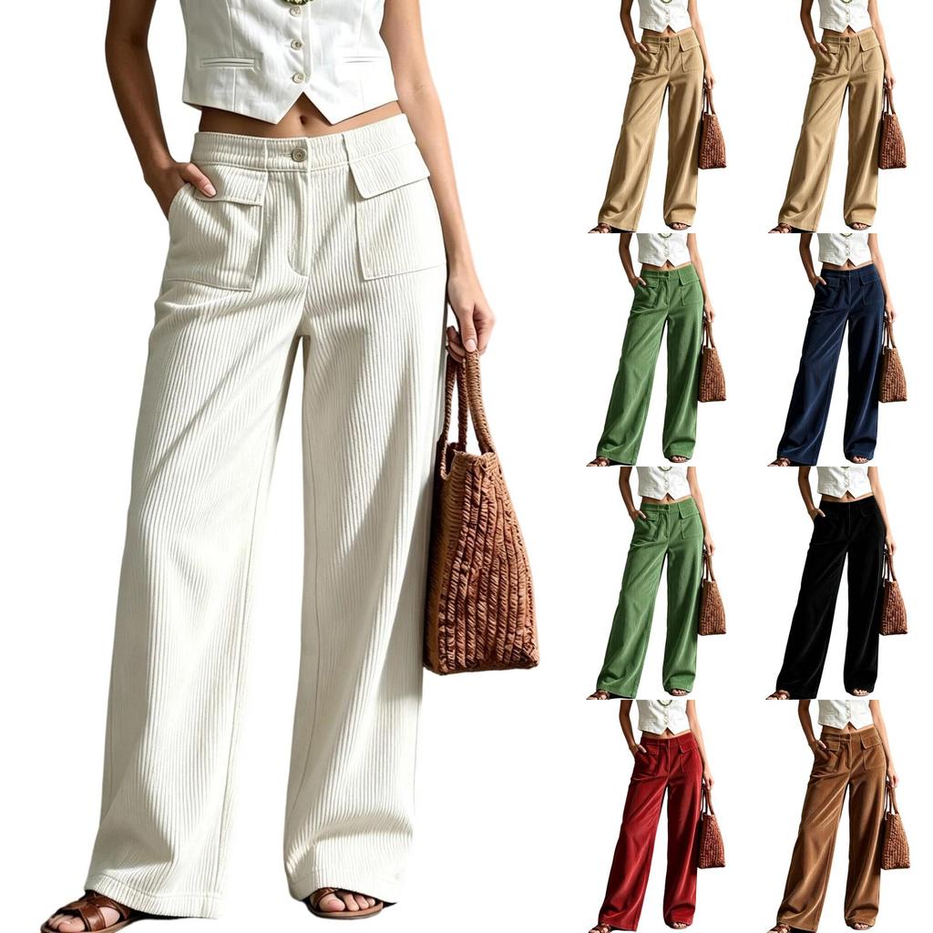 Women's Casual Loose Fit Wide Leg Pants Color Trousers for Everyday Wear