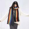 Winter Warm Scarf Women Knitted Thicken Shawls Cashmere Tassels Rainbow Stripes Designer Wrap Pashmina Fashion Lady Female