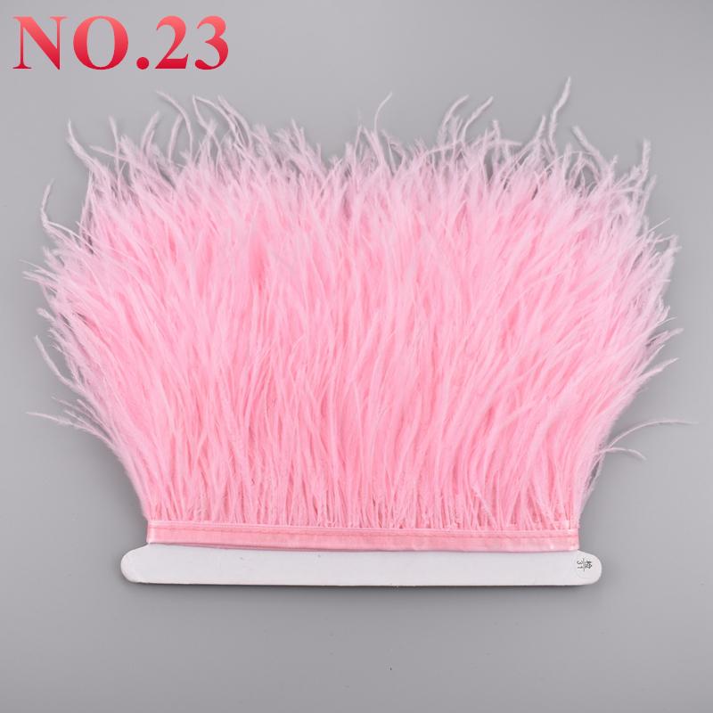 10Meters Ostrich Feathers On Ribbon On Tape 10-15Cm 4-6" Feather Trim Boa For Clothes Sewing White Fringe Dress Skirt Decor Diy