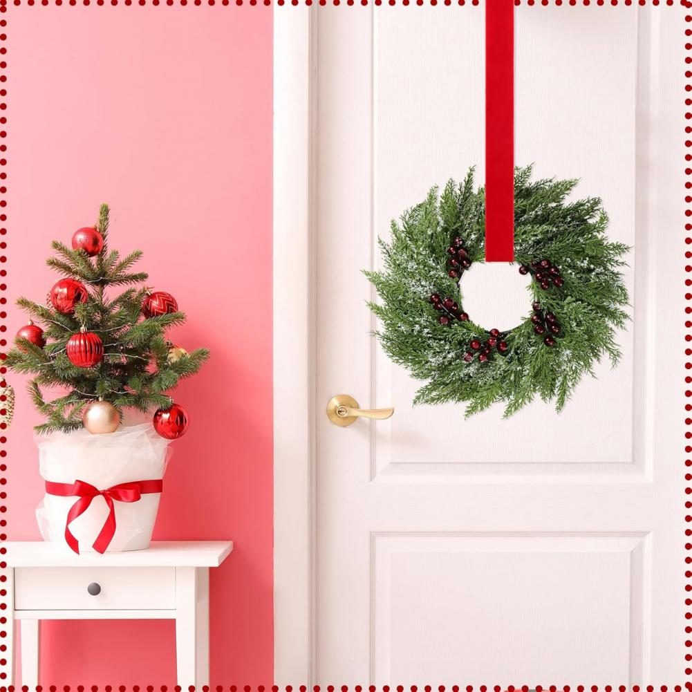Classic Christmas Garland Christmas Wreath Decoration Festive 10 Inch Christmas Wreaths for Windows Kitchen Cabinets for Winter