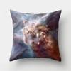 Rainbow Starry Sky Moon Fantasy Pattern Throw Pillow Cover With Short Plush Print For Living Room Sofa Decoration Cushion Cover