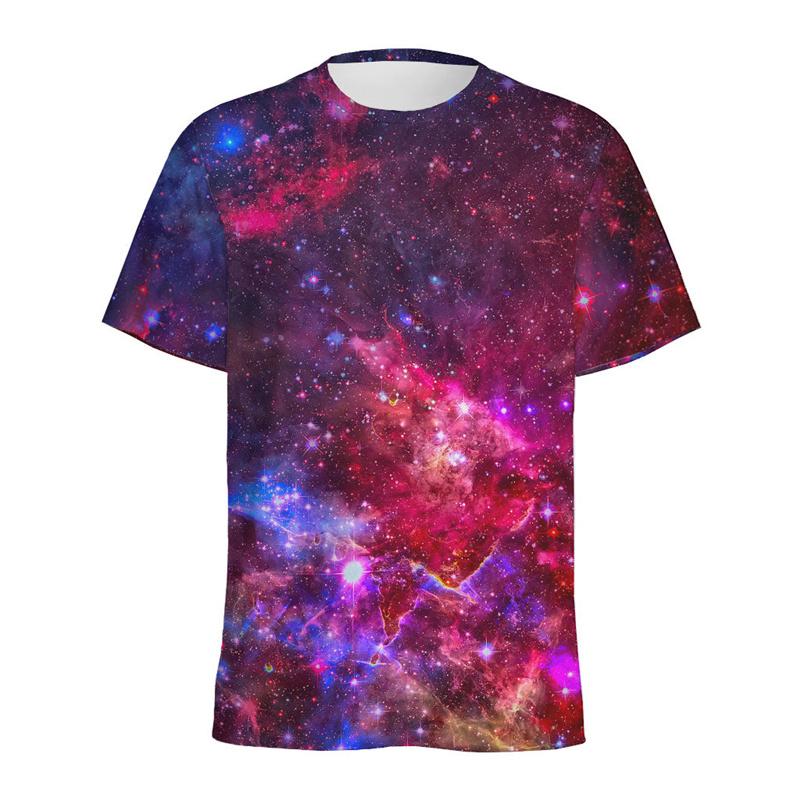 Χρωματιστό Μπλουζάκι με Μοτίβο Γαλαξία και Διαστήματος Ανδρικό Καλοκαιρινό με Στρογγυλή Λαιμόκοψη, Κοντό Μανίκι, 3D Εκτύπωση με Έναστρο Ουρανό, Τοπ, Street Φαρδύ T-Shirt