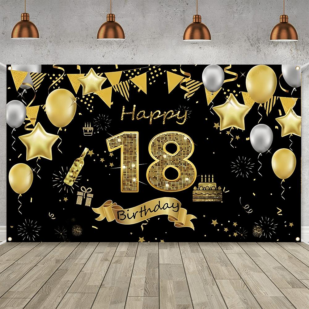 1 item birthday party decoration 18th birthday party background decoration black and gold 18th birthday decoration 100x150cm