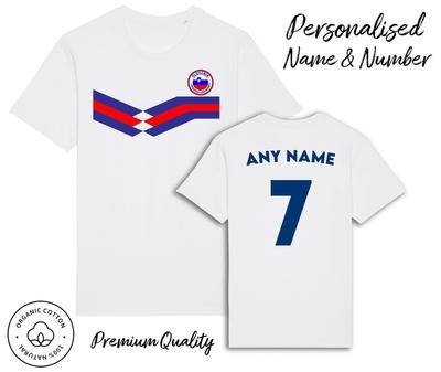 Slovenië Strip T-shirt 2024 Gepersonaliseerde Naam en Nr Volwassenen Kinderen Baby, Voetbal Euro