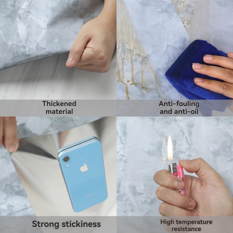 1pc Imitation Marble Pattern Tile Stickers Waterproof Cabinet Refurbishment Kitchen High Temperature Resistant Oil Stickers