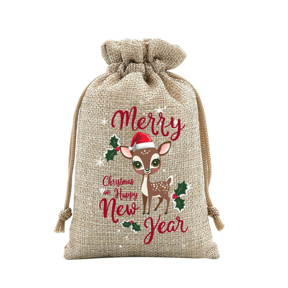 24pcs Christmas Packaging Bags Linen Drawstring Bags Festival Decoration Bags Storage Bags Velvet Gift Bags Drawstring Bags