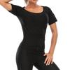 Damen-Schwitz-Saunaweste, Shapewear, silberbeschichtetes Thermoshirt, Taillentrainer, Gewichtsverlustweste, kurzärmeliges Oberteil, Fitness-Sauna-Sweatshirt