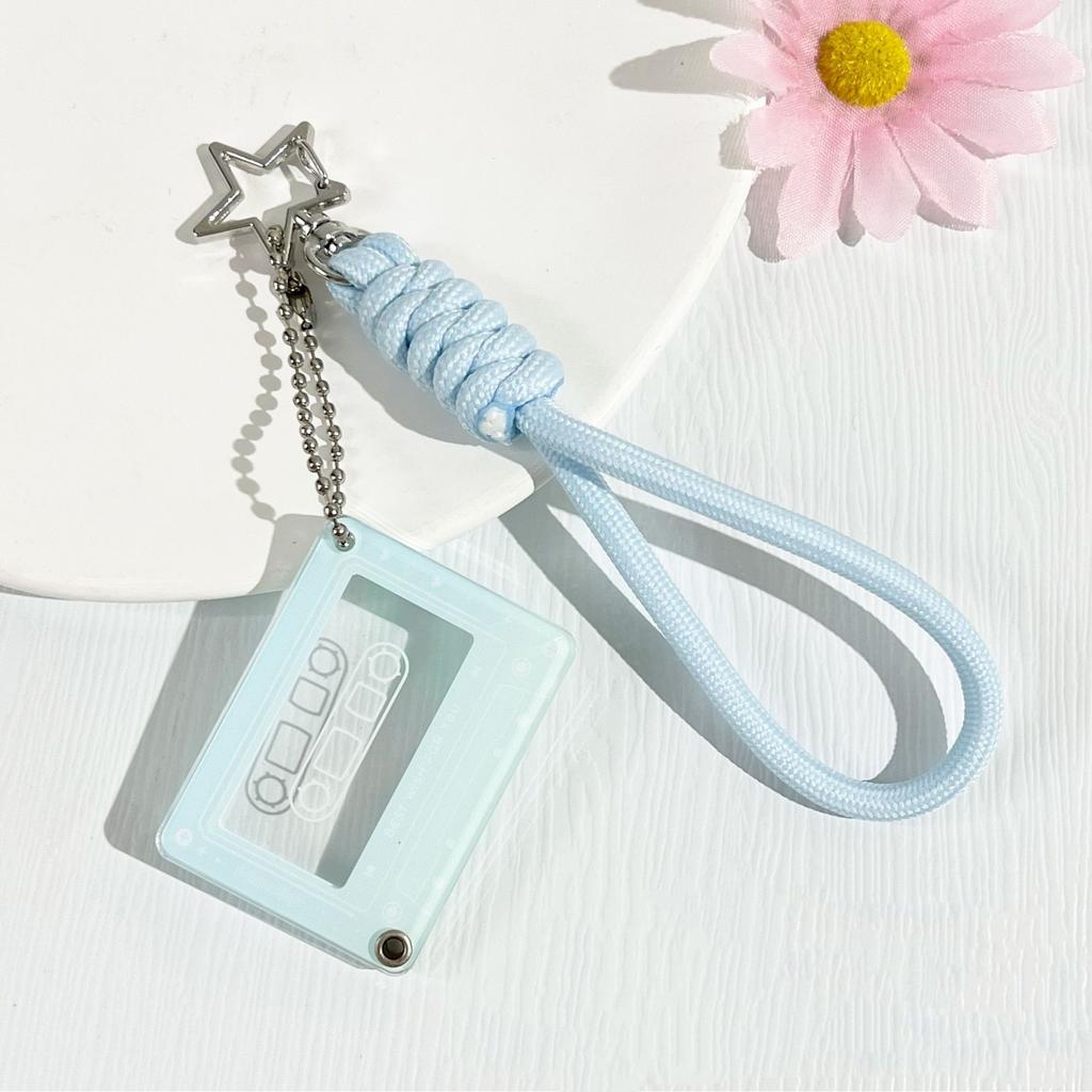 Music Player Photo Frame Keychain Acrylic Slide 1 Inch Photo Organizer Photocard Case Hanging Pendant for Bag