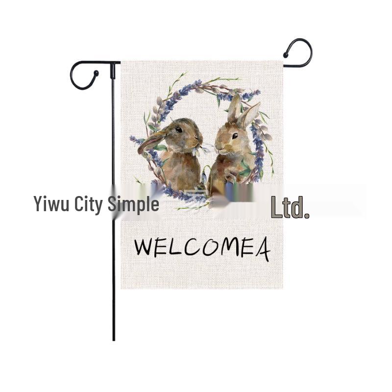 Easter Farmhouse Double-Sided Outdoor Linen Flag