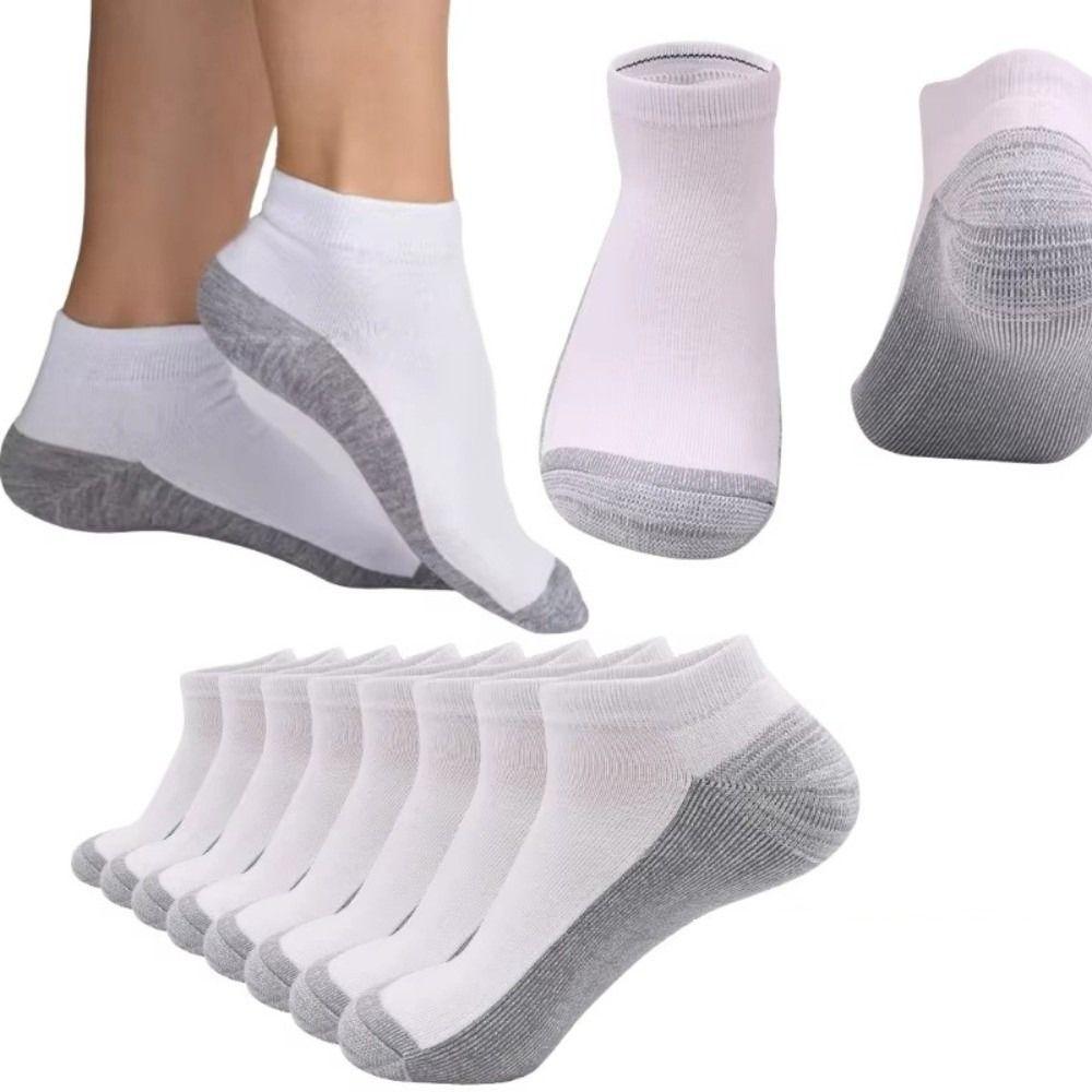 5Pair Breathable Work Socks with Anti-Friction Heel Design Towel Bottom Mesh Running Sock Double Solid Color