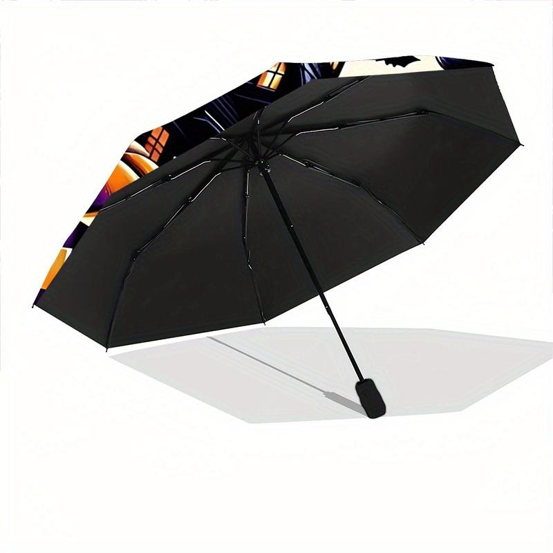 1pc Halloween Spooky Automatic Open/close Umbrella, 8-Rib Sturdy Structure, Portable Travel Umbrella, Parties, Everyday Use, Outdoor Accesso