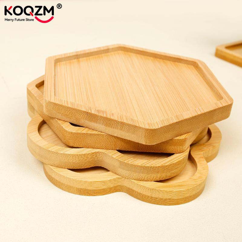 Multi Bamboo Tray Wood Saucer Flower Pot Tray Cup Pad Coaster Plate Kitchen Decorative Plate Creative Coaster Coffee Cup Mat