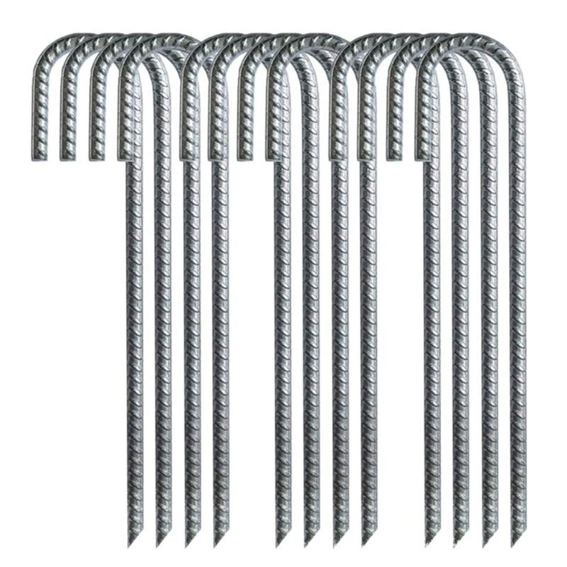 3Pcs L/Ushape Trampolines Rebars Stakes Galvanised Steel Ground Anchors Camping Tent Peg Landscape Garden Ground Stakes