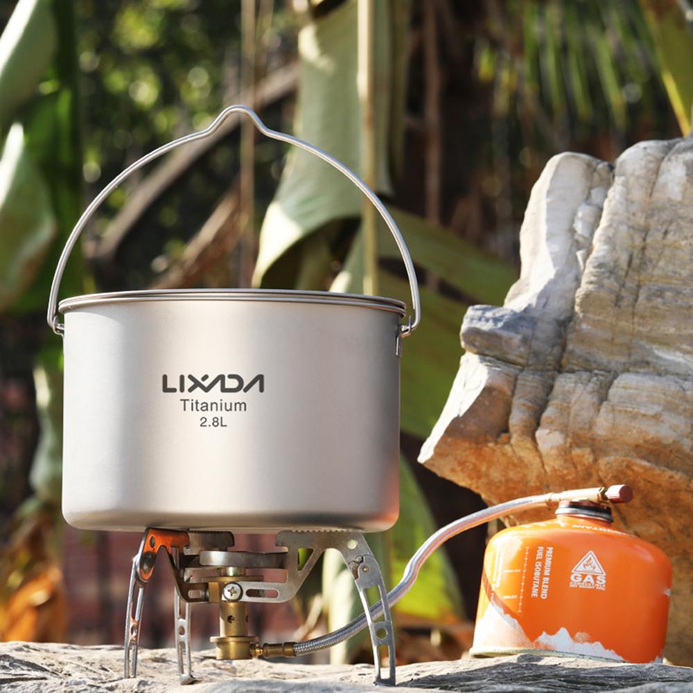Lixada 2.8L Topf Tragbarer Hänge Topf mit Deckel Outdoor Camping Wandern Rucksacktouren