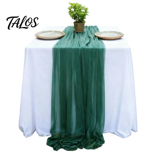 Anspruchsvolle Tischdekoration Durchsichtiger Fließender Läufer, Chiffon Hochzeit Elegant Einfarbig Esszimmerläufer für Zuhause Brautparty Dekorativ
