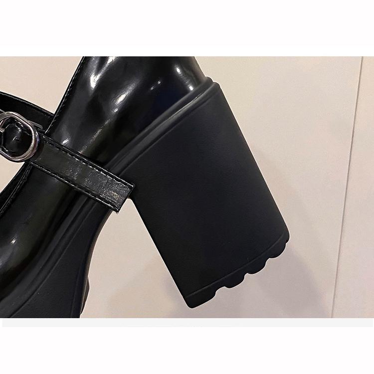 High Heels Mary Janes Shoes Autumn Patent Heeled Shoes Women Chunky Platform Ankle Strap Pumps