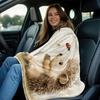 Hedgehog Mushroom Throw Blanket, Cute Animal Print Blanket for Sofa Bed Travel Camping Home Decor
