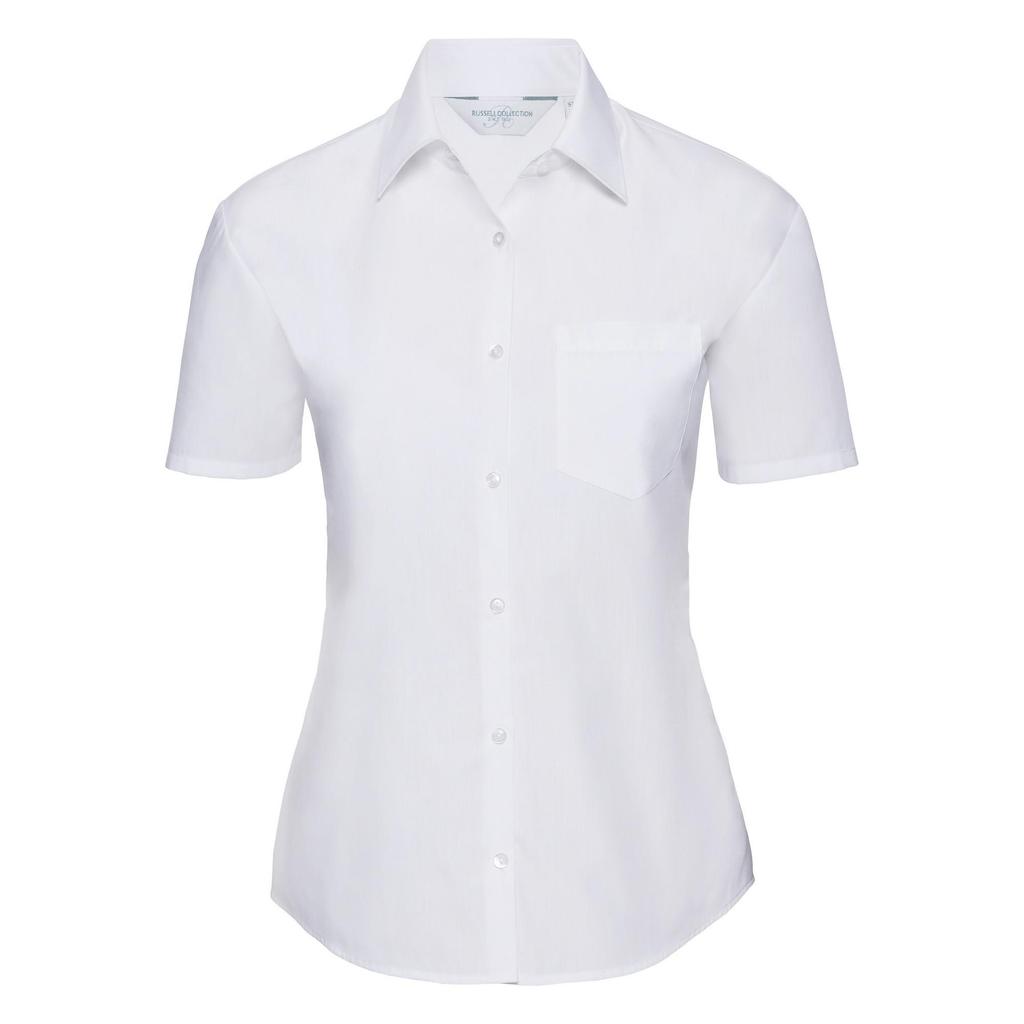 Russell Collection Ladies/Womens Short Sleeve Poly-Cotton Easy Care Poplin Shirt
