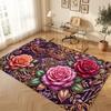 Floral Garden Theme Soft Crystal Velvet Rug Custom Name & Text Print Non Slip Floor Rug for Bedroom Living Room