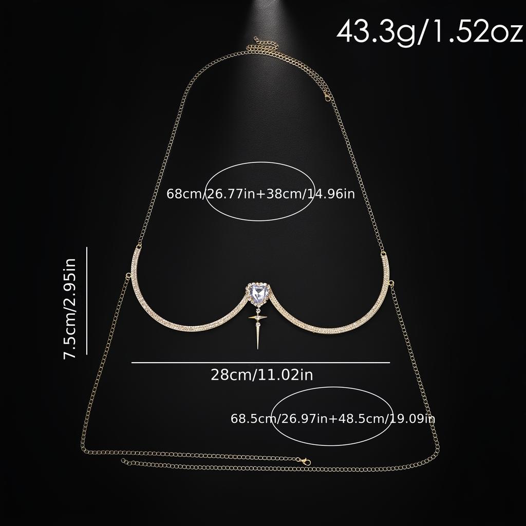 Golden Cross Heart Bra Chain Western Nightclub Sexy Rhinestone Body Chain Women