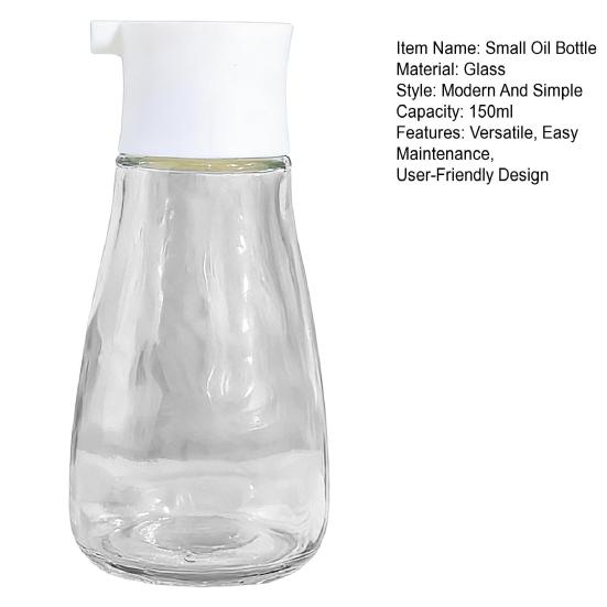 Glass Oil Vinegar Dispenser with No-Drip Pour Spout 150ml Clear Oil Sprayer for Soy Sauce Cooking Oil Easy-Fill Wide Mouth