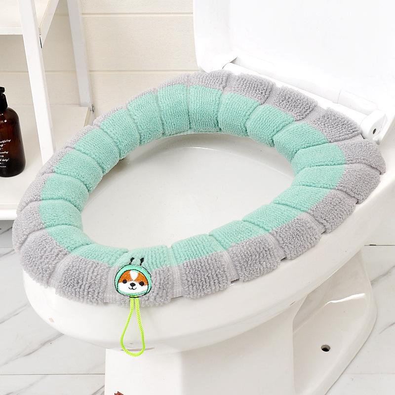 O-Shape Dirt-Resistant Plush Toilet Seat Mat with Handle
