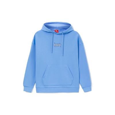Li Ning Ganoderma Series Logo Print Loose Hoodie Men Hoodies Blue AWDRF51-2