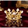 Creative Mini Crown Cake Topper With Metal Pearl Crystal Design For Wedding Engagement Party Decor Kids Birthday Cake Decoration