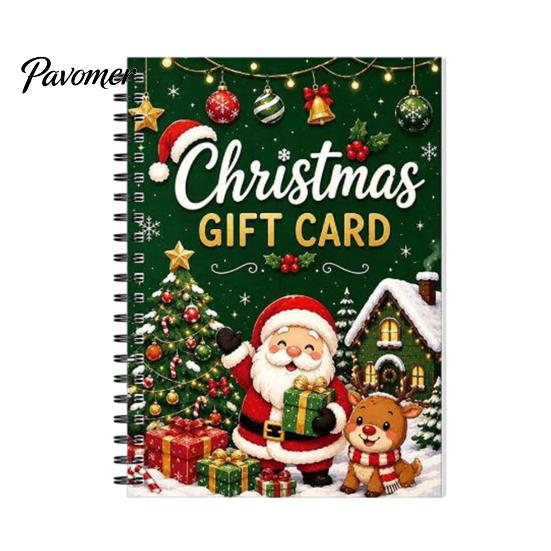 Portable Memory Keeper for Cash Christmas Gift Card Book, 7" x 5" Spiral Bound Merry Unique DIY Holiday Solution Booklet, Greeting Album, Personalized