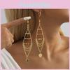 Gold 2023 Glamorous Plated Triangle Crystal Heart Tassel Earrings For Women