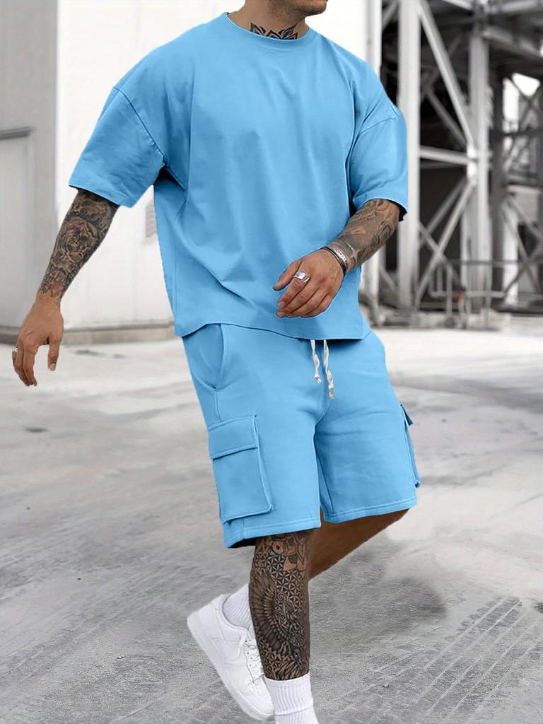 Men's Summer 2025 Fashion T-Shirt & Workwear Shorts Casual Sports Set