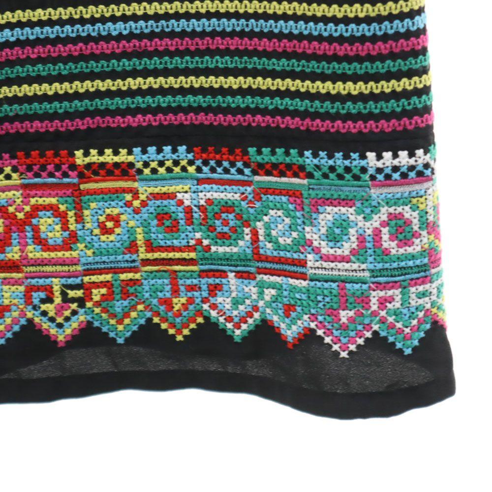 SEE BY CHLOE 100% Silk Border Pattern No Sleeve Mini Dress 4 Black Women Used