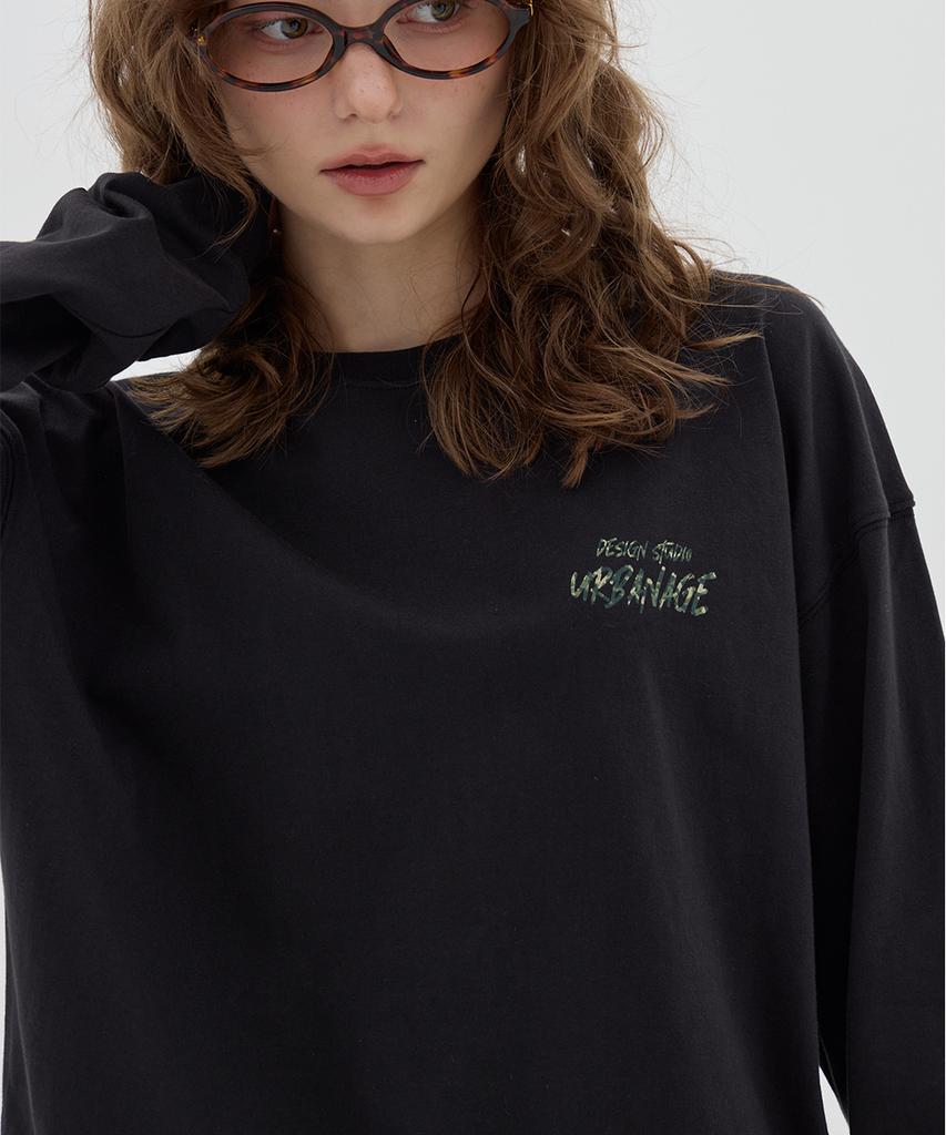 URBANAGE Design Studio Logo Oversized Long Sleeve_Black Camo