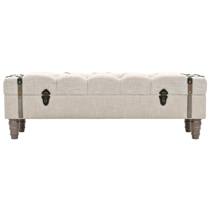 VidaXL Storage Bench Solid Wood and Steel 111 X 34 X 37 Cm