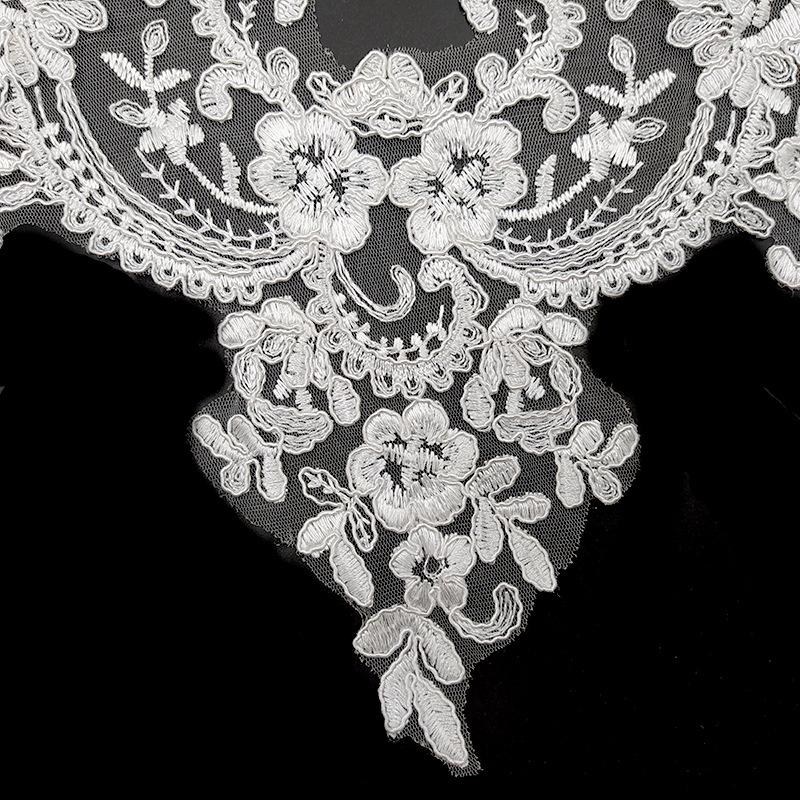 Net bottom strand embroidered collar, polyester silk embroidered fake collar, wedding accessories chest collar, car stock fake collar
