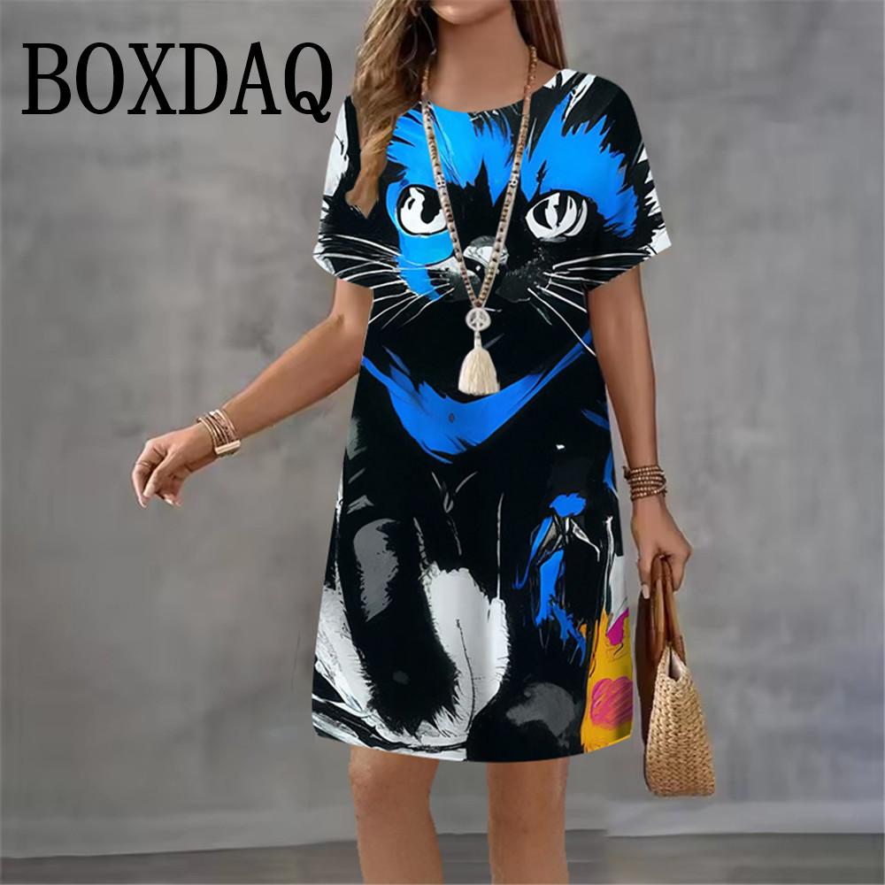 Casual Loose Short-sleeved Dress Fashionable Versatile Comfortable Casual Dresses