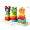 Wooden Animal Tower Toy for Color Set Colorful Cylinders Hand-Eye Coordination Exercise  Intelligence Development Birthday Kids
